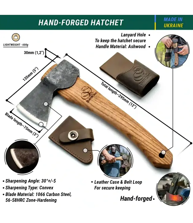 Beaver Craft Compact Bushcraft Carving Hatchet for Various Tasks and Purposes