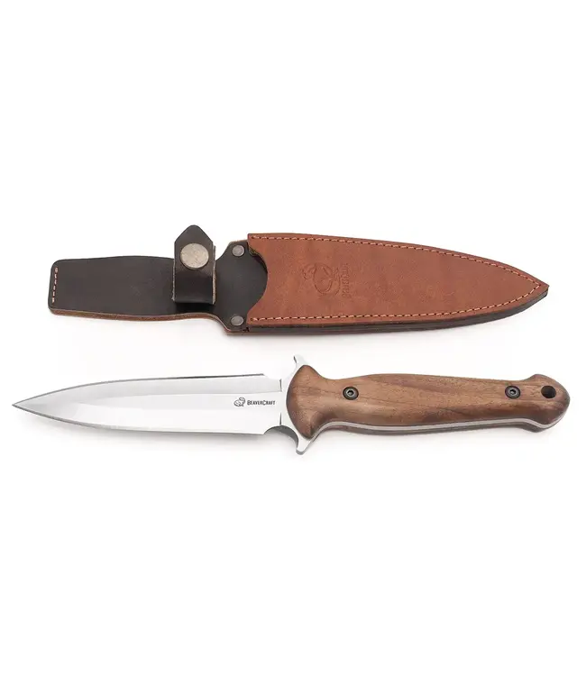 Beaver Craft Tactical Knife with Leather Sheath