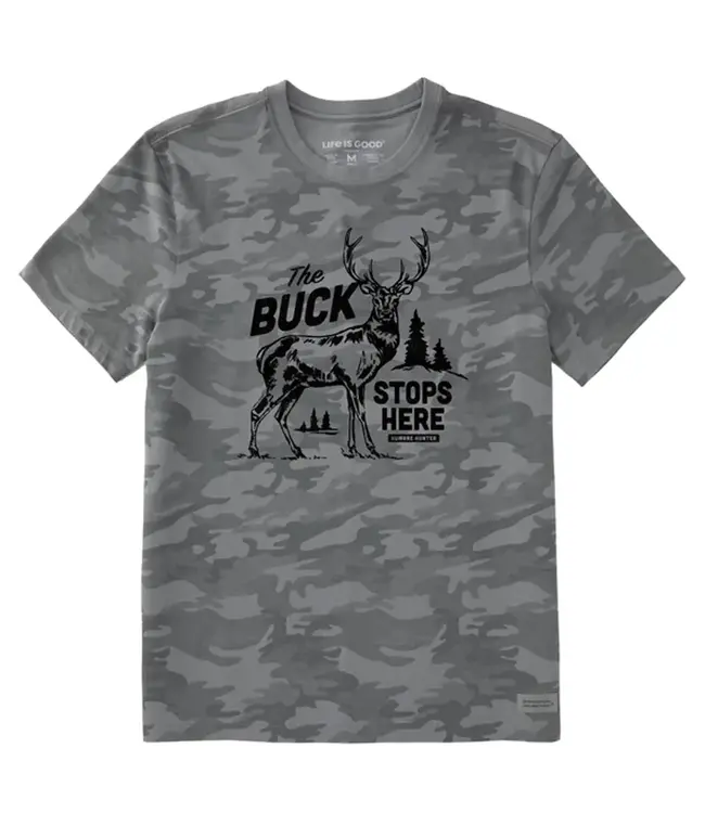 Life is Good Men's Buck Stops Here Allover Printed Crusher Tee