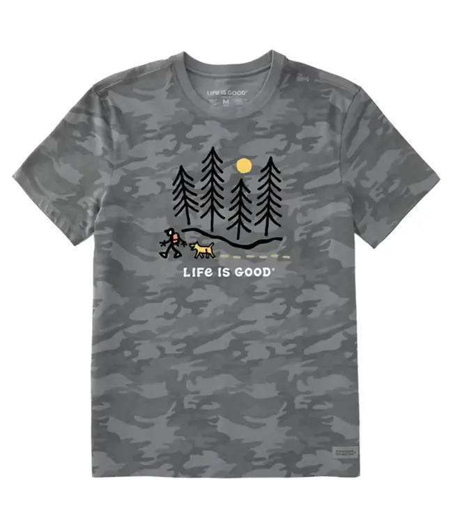 Life Is Good Men's Hiking through the Woods Allover Printed Crusher Tee