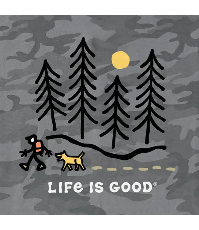Life Is Good Men's Hiking through the Woods Allover Printed Crusher Tee