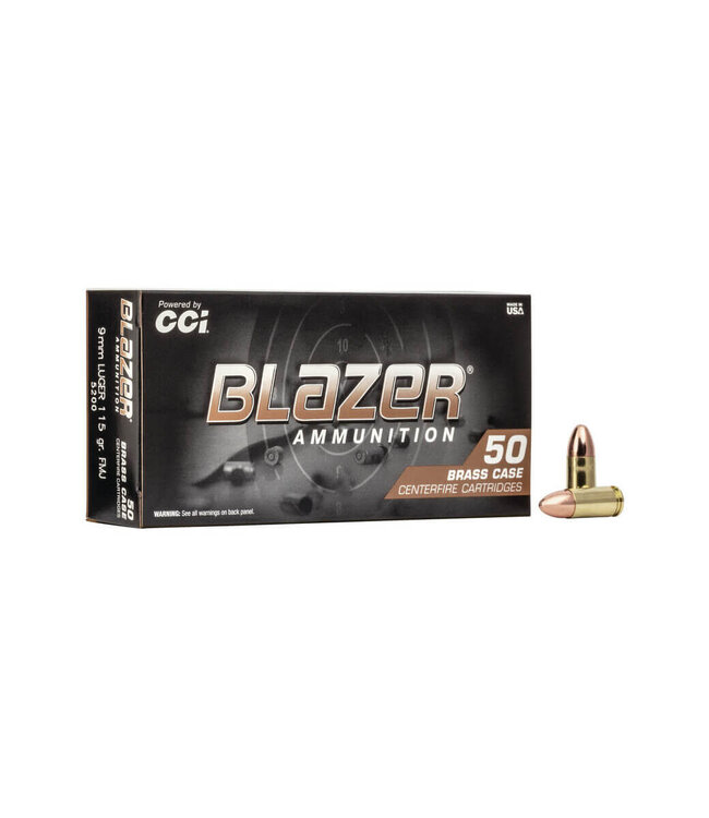 CCI Blazer Brass 9mm Luger 115 Grain Ammo