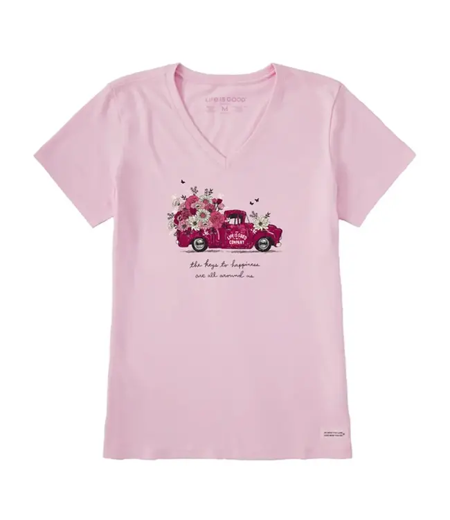 Life is Good Women's Keys to Happiness Floral Pickup Crusher Vee