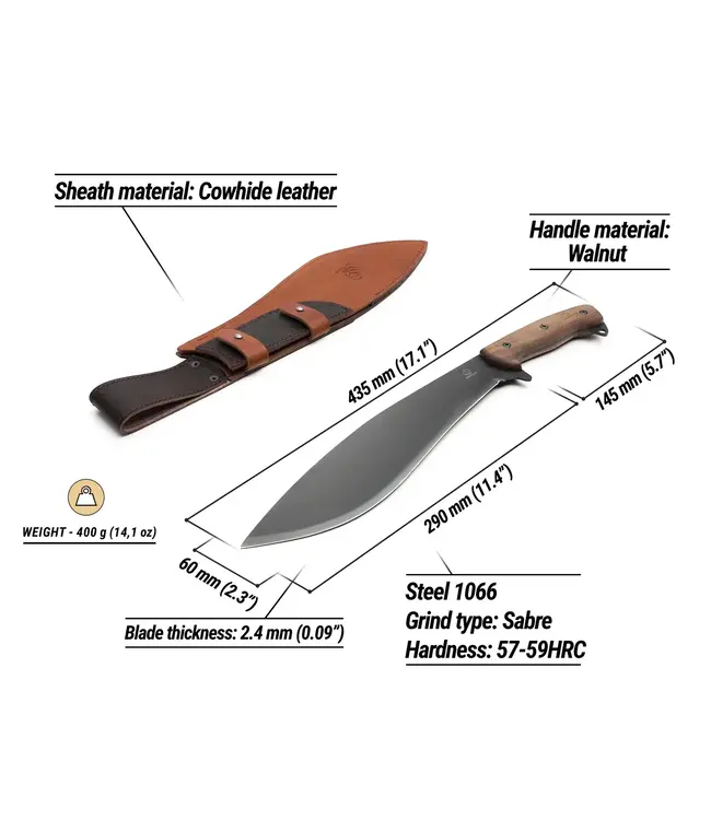 Beaver Craft Kukri Knife with Leather Sheath