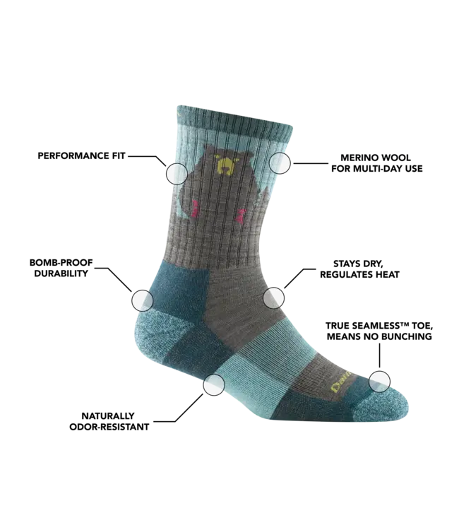 Darn Tough Women's Bear Town Micro Crew Lightweight Hiking Sock