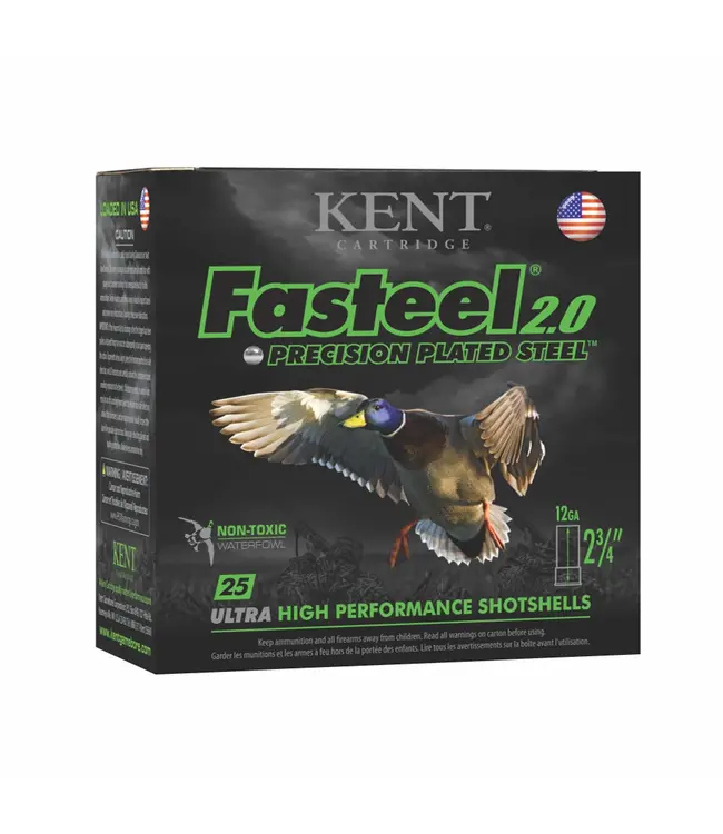 Kent BOX of Fasteel 2.0 Ammo - 12 GA, 2 3/4", 1 1/16 OZ, 1550 FPS, 25 Rounds