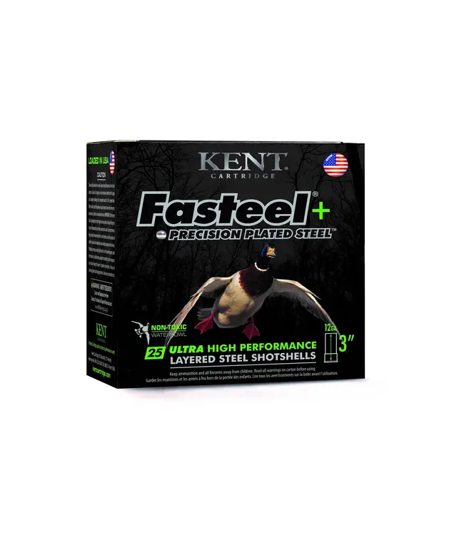 Kent BOX of Fasteel+ Ammo - 12 GA, 3 1/2", 1 1/2 OZ, 1450 FPS, 25 Rounds, BBx2