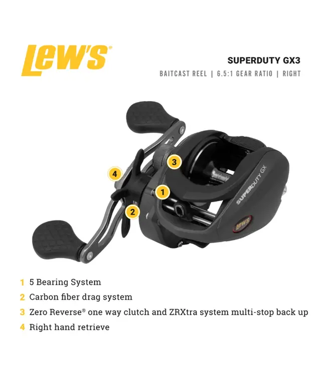 Lew's SuperDuty GX3 6.5:1 Baitcast Reel