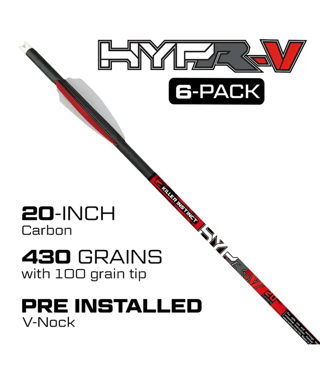 Killer Instinct HYPR-V 20" Crossbow Bolts - 6 Pack