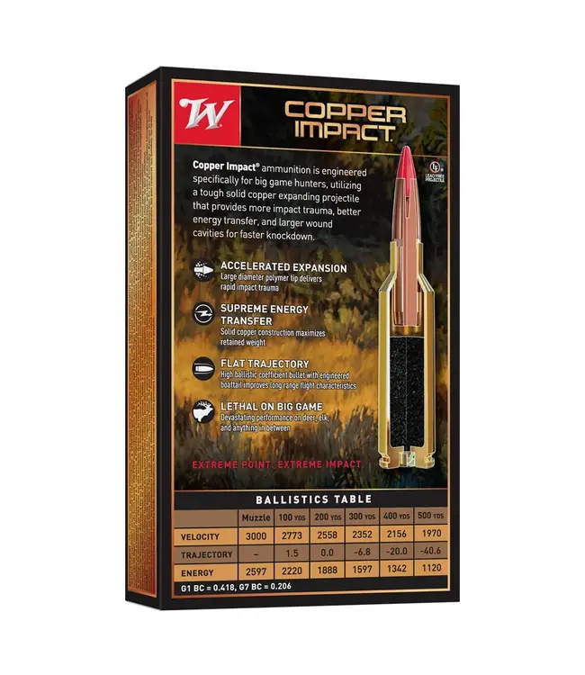 Winchester Copper Impact Ammo - 270 Win, 130 Grain