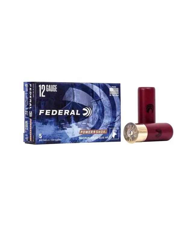 Federal Power-Shok Rifled Slug Ammo - 12 Gauge, 438 Grain, 2 3/4", 1610 FPS