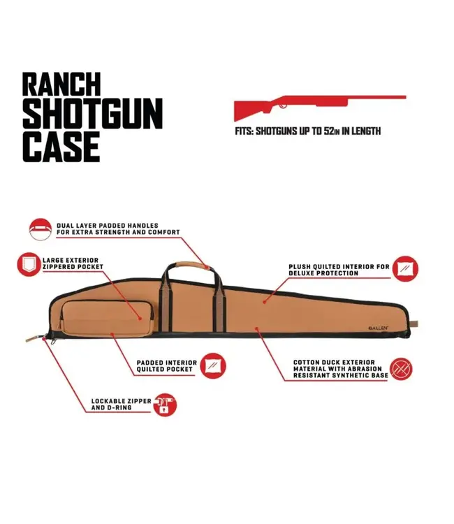 The Allen Company Ranch Canvas 52” Shotgun Case , Tan