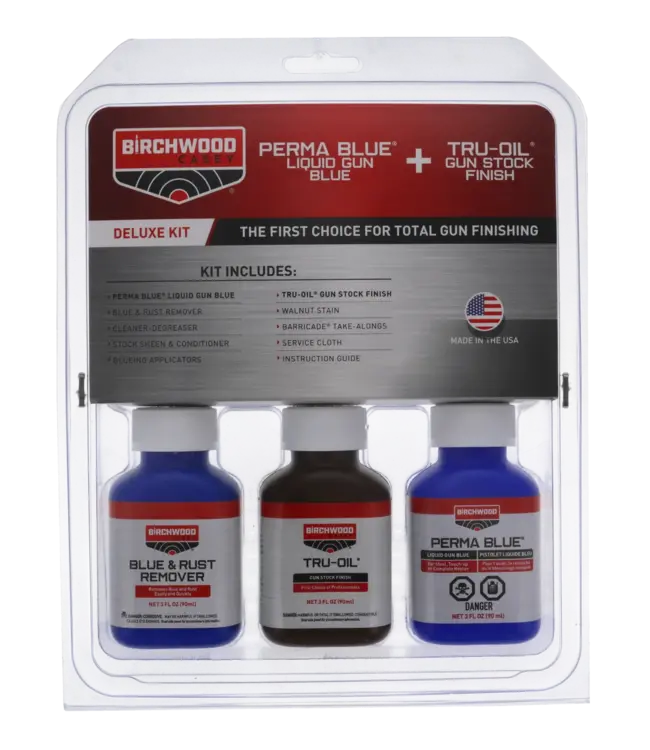 Birchwood Deluxe Perma Blue Liquid Gun Blue & Tru-Oil Gun Stock Finish Kit