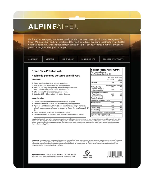 Alpine Aire Green Chili Potato Hash