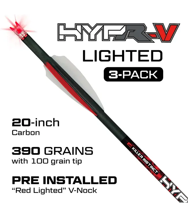 Killer Instinct Lighted Hypr-V 20" Crossbow Bolts - 3 pk