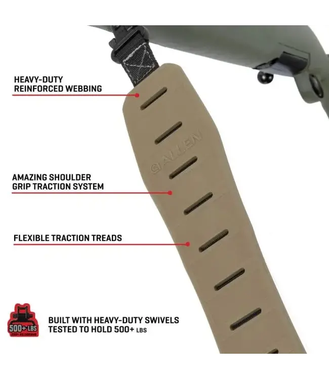 The Allen Company KLNG Traction Rifle Sling, Molded Rubber, FDE