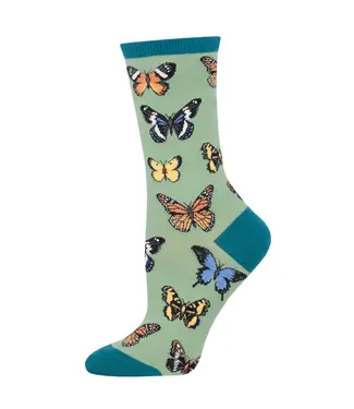 SOCK SMITH Socksmith Majestic Butterflies Cotton Crew Socks