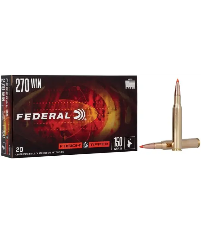 Federal Ammo Fusion Tipped Rifle Ammunition - 270 Win, 150 Grain, Fusion Tipped, 2850 fps