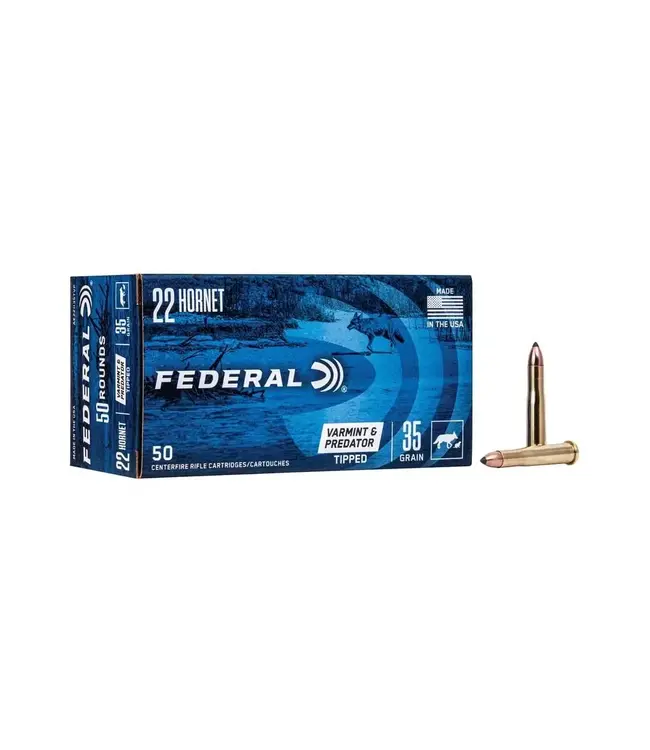 Federal Varmint & Predator Rifle Ammunition - 22 Hornet, 35 Grain, Tipped Varmint, 3000 fps