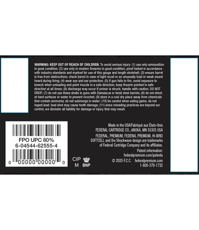 Federal HI-BIRD Ammunition - 12 Gauge, 5 Shot, 2-3/4 in, 1 1/4 oz, 1330 fps