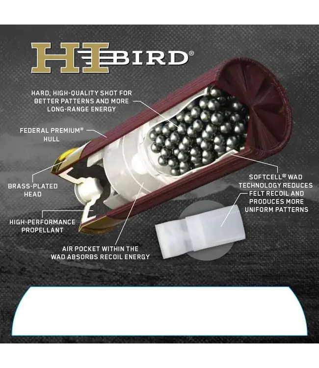 Federal HI-BIRD Ammunition - 12 Gauge, 5 Shot, 2-3/4 in, 1 1/4 oz, 1330 fps