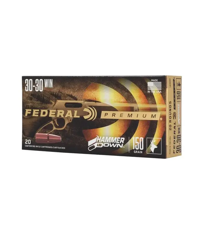 Federal HammerDown Rifle Ammunition - 30-30 Win, 150 Grain, Bonded Soft Point, 2390 fps
