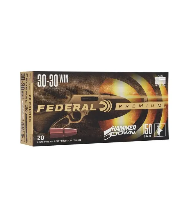 Federal HammerDown Rifle Ammunition - 30-30 Win, 150 Grain, Bonded Soft Point, 2390 fps