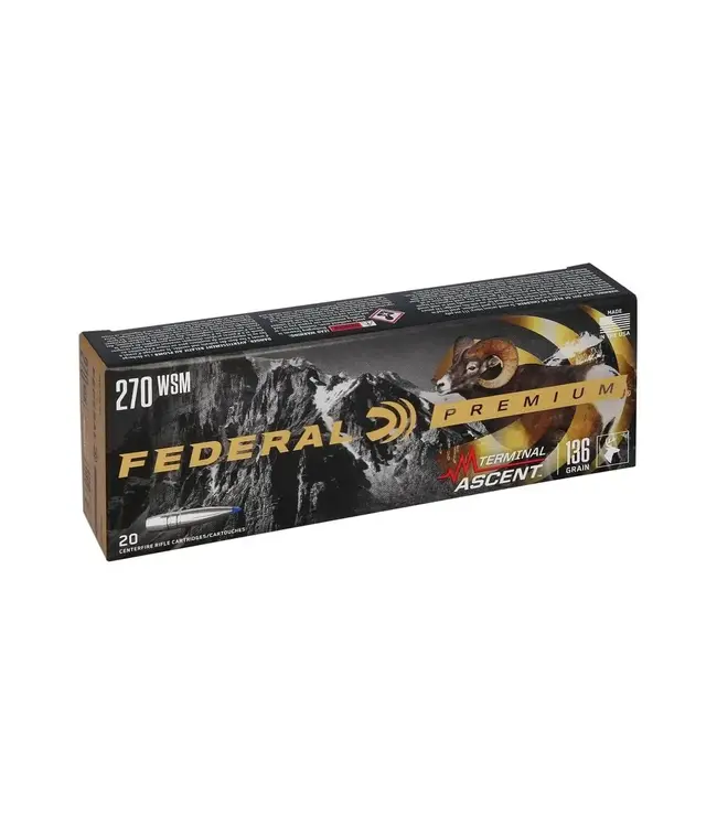Federal Terminal Ascent Ammunition - 270 WSM, 136 Grain, Terminal Ascent, 3240 fps