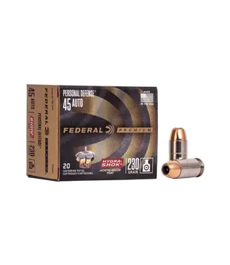 FEDERAL AMMO Federal Personal Defense Hydra-Shok Ammunition - 45 Auto, 230 Grain, 900 fps