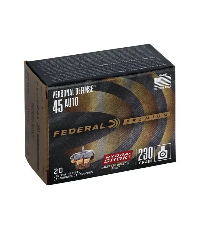 Federal Personal Defense Hydra-Shok Ammunition - 45 Auto, 230 Grain, 900 fps