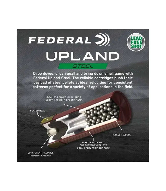 Federal Upland Steel Ammunition - 12 Gauge, 6 Shot, 2-3/4 in, 1 oz, 1375 fps