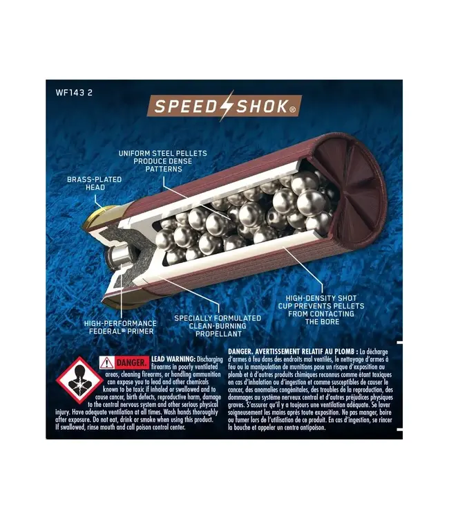 Federal Speed-Shok Ammunition - 12 Gauge, 2 Shot, 3 in, 1 1/8 oz, 1550 fps