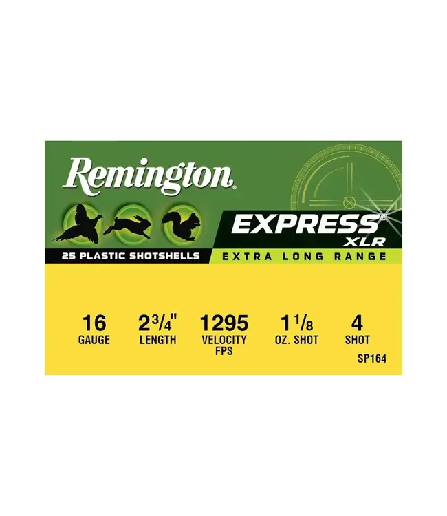 Remington Express Extra Long Range Ammunition - 16 Gauge, 4 Shot, 2-3/4 in, 1 1/8 oz, 1295 fps