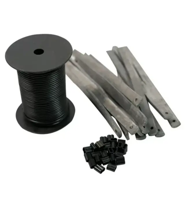 Zink Decoy Rigging Kit - 200' PVC Decoy Line| (12) 4 oz Strap Weights | 24 Line Crimps