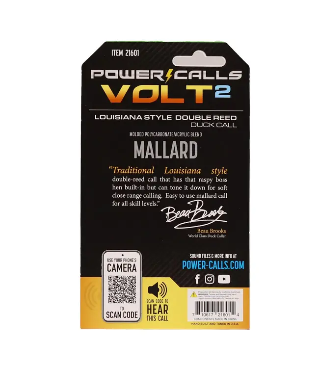 Power Calls Volt2 Lousiana Style Double Reed Call