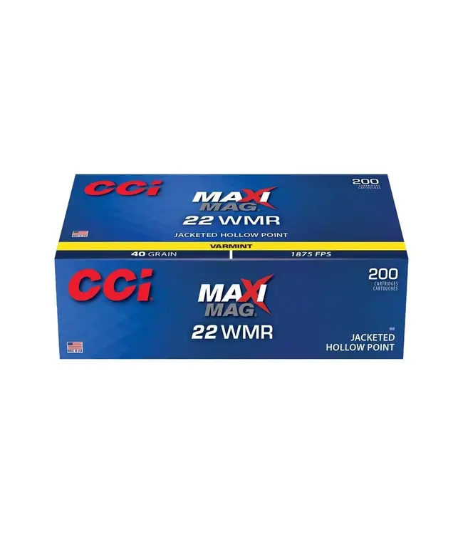 CCI Maxi-Mag Ammunition - 22 WMR, 40 Grain, Jacketed Hollow Point, 1875 fps