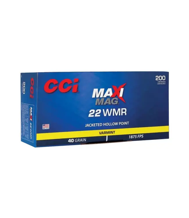 CCI Maxi-Mag Ammunition - 22 WMR, 40 Grain, Jacketed Hollow Point, 1875 fps