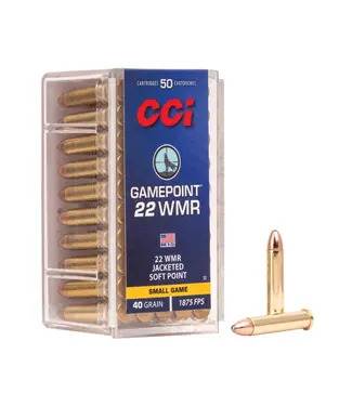 CCI AMMUNITION CCI Gamepoint Ammunition - 22 WMR, 40 Grain, Jacketed Soft Point, 1875 fps