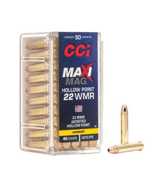 CCI AMMUNITION CCI Maxi-Mag Ammunition - 22 WMR, 40 Grain, Jacketed Hollow Point, 1875 fps