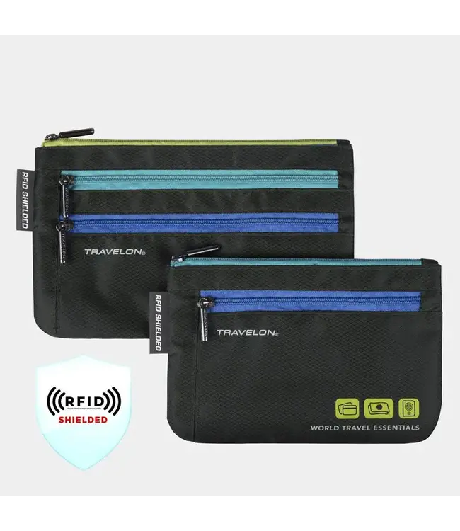 Travelon World Travel Essentials Set of 2 Currency & Passport Organizers