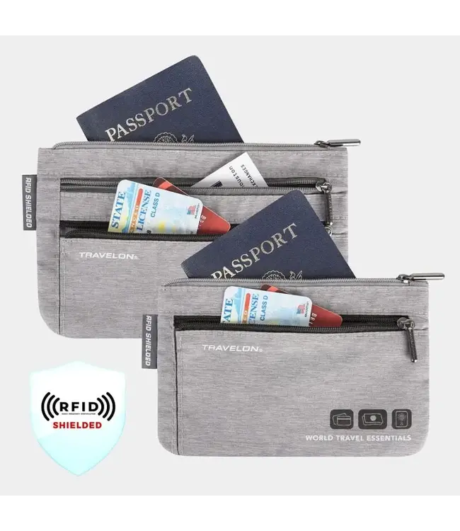 Travelon World Travel Essentials Set of 2 Currency & Passport Organizers