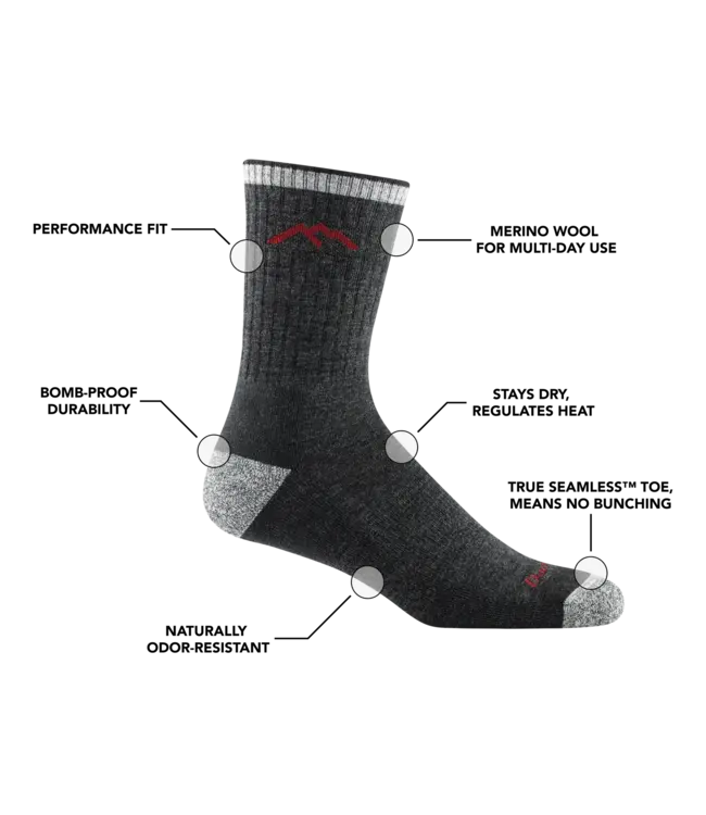 Darn Tough Men's Hiker Micro Crew Midweight Hiking Socks