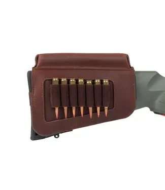 THE ALLEN COMPANY Allen Company Westcliff Leather Buttstock Cartridge Carrier with Cheek Piece, Brown