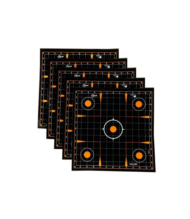 Allen Company EZ Aim Adhesive Splash Reactive Paper Shooting Targets, Sight-In Grid, 12"W x 12"H, 5-Pack