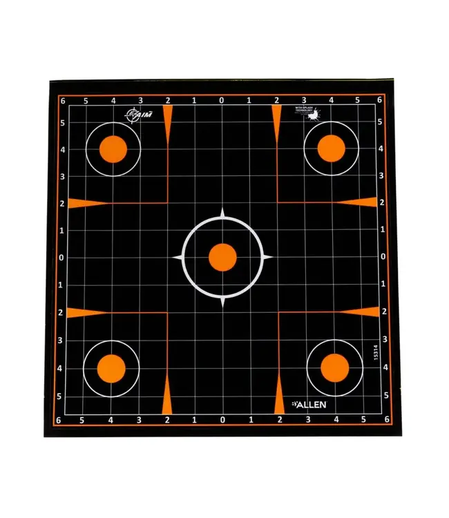 Allen Company EZ Aim Adhesive Splash Reactive Paper Shooting Targets, Sight-In Grid, 12"W x 12"H, 5-Pack