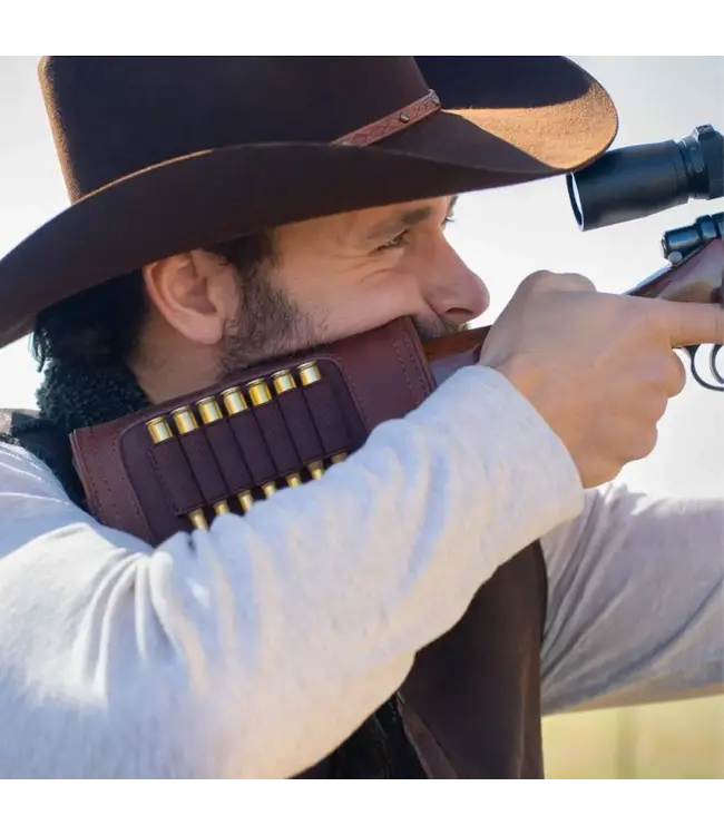 Allen Company New Castle Leather Buttstock Cartridge Carrier, Brown