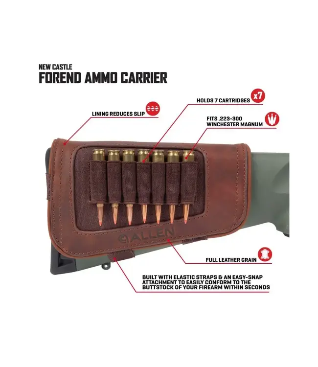 Allen Company New Castle Leather Buttstock Cartridge Carrier, Brown