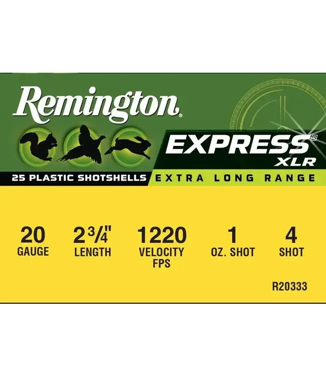 Remington Express Extra Long Range Ammunition - 20 Gauge, 4 Shot, 2-3/4 in, 1 oz, 1220 fps