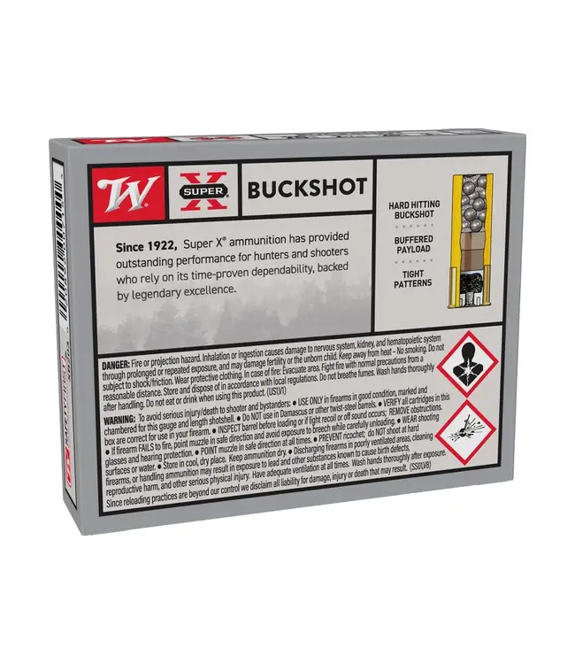 Winchester Super X Ammunition - 20 Gauge, 2.75", 1200 fps, 20 Pellets, 3 Bucks