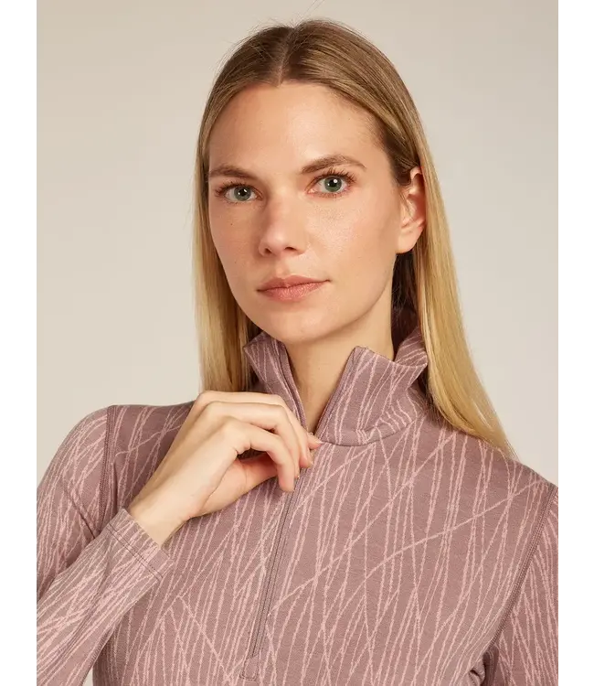 Icebreaker Women's Merino 260 Tech Vertex Long Sleeve Half Zip Thermal Top Delta Lines